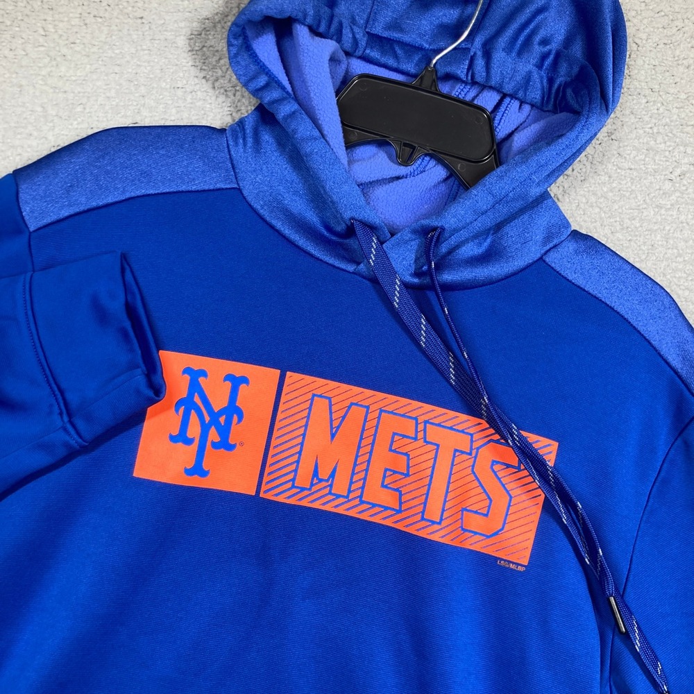 New York Mets Hoodie Mens Medium Blue Orange Pullover MLB Baseball Sweatshirt